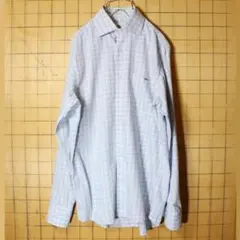 フレンチラコステ Lacoste長袖チェックシャツ ブルー ホワイトM ss22