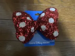 ディズニー　ヘアゴム　ミニーちゃん　リボン　スパンコール　赤　新品未使用