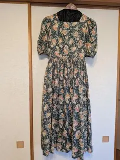 ローラアシュレイ パフスリーブ花柄ワンピース 90sヴィンテージ リボン