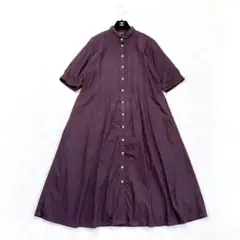 ヤッコマリカルド ピンタックシャツワンピース コットン ゆったり ブラウン系