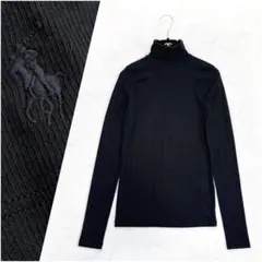 ポロラルフローレン タートルネック ニット M ポニー刺繍　ブラック