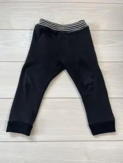 ブラックパンツ ストライプウエストバンド