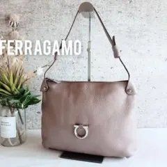 良品 フェラガモ ガンチーニ レザー ショルダー ハンドバッグ 鞄 ラベンダー