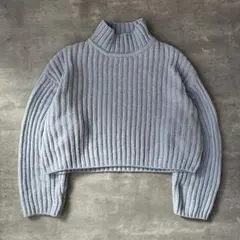 H&M ハイネックリブニット　クロップド　短丈　カジュアル　Y2K