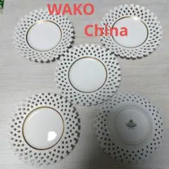 和光陶器　WAKO レース風透かしデザイン　デザート皿5枚　昭和レトロ