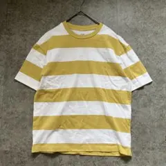 00's 良品【GAP】（M）半袖Tシャツ Y2K ボーダー イエロー系 綿