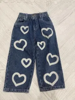 キッズ　ハート柄　デニムパンツ