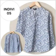 【美品♪】INDIVI アソートプリントスキッパーブラウス 花柄 XS
