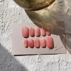 ネイルチップ　ニュアンスネイル　桃ネイル　秋ネイル　ウエディングネイル