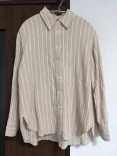 ZARA ストライプ 長袖シャツ ベージュ