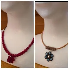 3月末にて終了♪花モチーフチョーカー＆赤モチーフのネックレス ちょこっとお値下げ