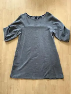 Another Editionグレー 五分袖　バルーン袖ワンピース　チュニック