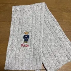 ポロラルフローレン マフラーポロベア刺繍ケー ブル編みポロ