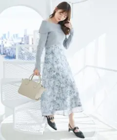 オフショルドッキングワンピース