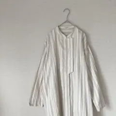 スタディオクリップ ドビーストライプコートワンピース　コットンリネン