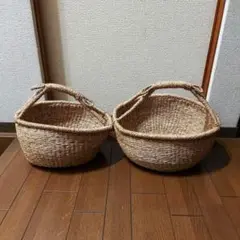 シーグラス バスケット かご 持ち手付き 大・小 2個セット