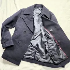 バーバリーブラックレーベル シャドーチェック ピーコート L 黒