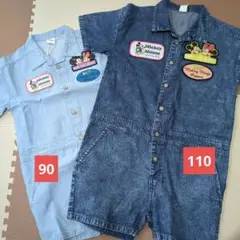 ミッキーマウス デニム オーバーオール 兄弟 おそろい ペアルック