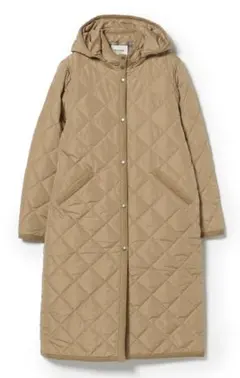 BEAMS HEART WOMEN フードキルティングコート ベージュ Lサイズ