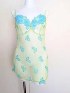 ワコール　サルート　花柄刺繍　シアー　キャミソール　ライトグリーン　未使用品のサムネイル