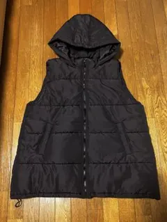 フード付きブラックダウンベスト 3L