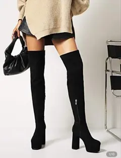 厚底ロングブーツ ニーハイブーツ シーイン 23.5 24cm 7334272