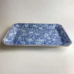 庫山窯 大皿 長角皿 オードブル皿 飾り皿　色絵