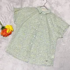 【極美品】クロコダイル 花柄 半袖ブラウス M 綿100% リバティ風日本製生地
