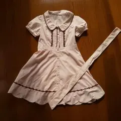 ピンク 襟付き 半袖ワンピース