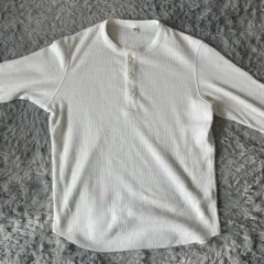 ワッフルヘンリーネックTシャツ　長袖Mサイズ ホワイト