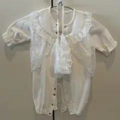 春 秋 冬【日本製】新生児綿ポンチドレス＆帽子セット　50-70cm