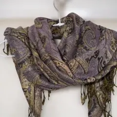 ペイズリー柄 100%パシュミナ　ストール　大判 Pashmina 美品