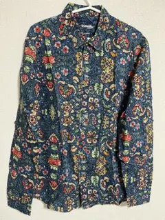 Desigual 花柄 長袖シャツ ネイビー系　Ｌサイズ