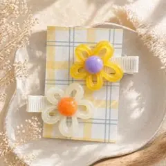 ハンドメイド　ヘアクリップ　ヘアピン　お花