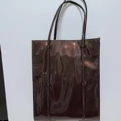 ハンドバッグ　トートバッグ 　茶メタル