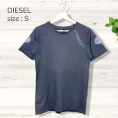 DIESEL ディーゼル ラグランTシャツ ロゴ 半袖 グレー Sサイズ