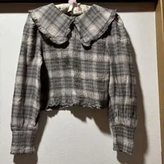 ZARA チェック柄 フリルブラウス 長袖