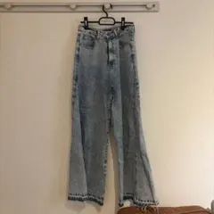 JEANASIS ライトブルー ハイウエスト ワイドレッグデニム