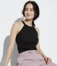 【新品未使用】UNIQLO ホルターネックブラタンクトップ ブラック Mサイズ