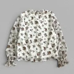 ELENCARE DUE♡花柄シフォンブラウス フリルネック シアー Fのサムネイル
