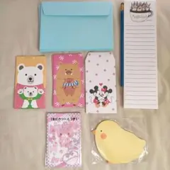 文房具 묶음 판매 ポチ袋 メモ帳 封筒 ディズニー