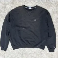 Champion チャンピオン スウェットブラック 刺繍ロゴ XL トレーナー