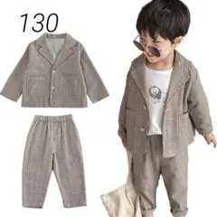 キッズ スーツ 2点セット 130 緑 フォーマル お洒落 入学式 卒園式