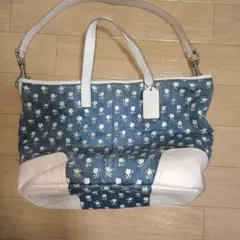COACH デニム 花柄 トートバッグ