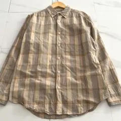 美品 2022AW ポールスミス チェック＆セルビッチストライプシャツ リネン混
