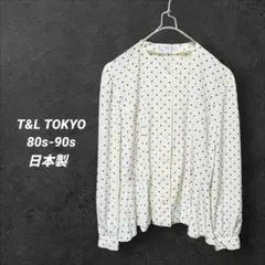 【80s-90s】T&L TOKYO 日本製 水玉 ドット 長袖 シャツ 11