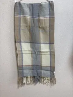 チェック柄マフラー ベージュ グレー