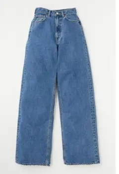 【美品】moussy　ブルーワイドストレートデニム