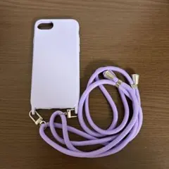iPhoneSE/8/7 兼用　iPhoneケース　ストラップ付き　パープル