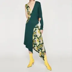 ZARA STUDIO アシンメトリー 花柄ドレス 結婚式 二次会 M/L